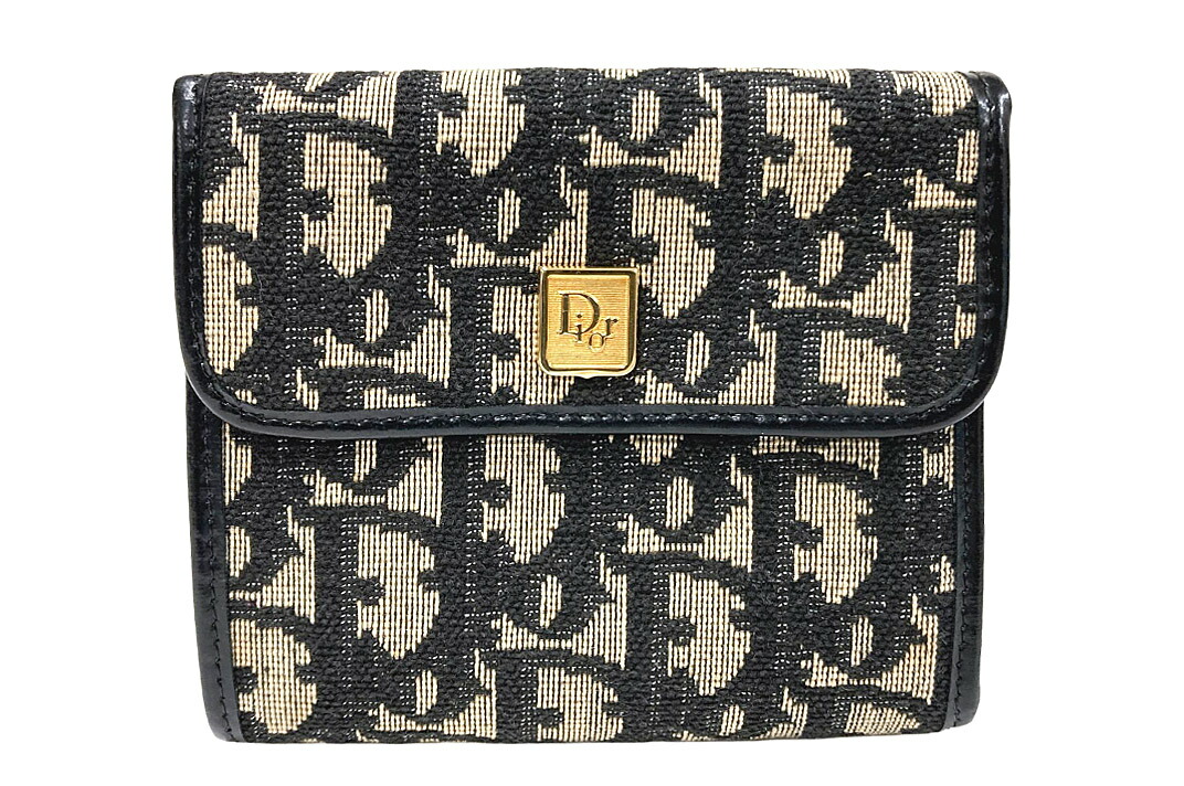 Christian Dior (ディオール）オブリークトロッター　三つ折り財布　キャンバス/レザー　ヴィンテージ【中古】【人気】【良品】.5804.｜ドルチェモデルノ　店