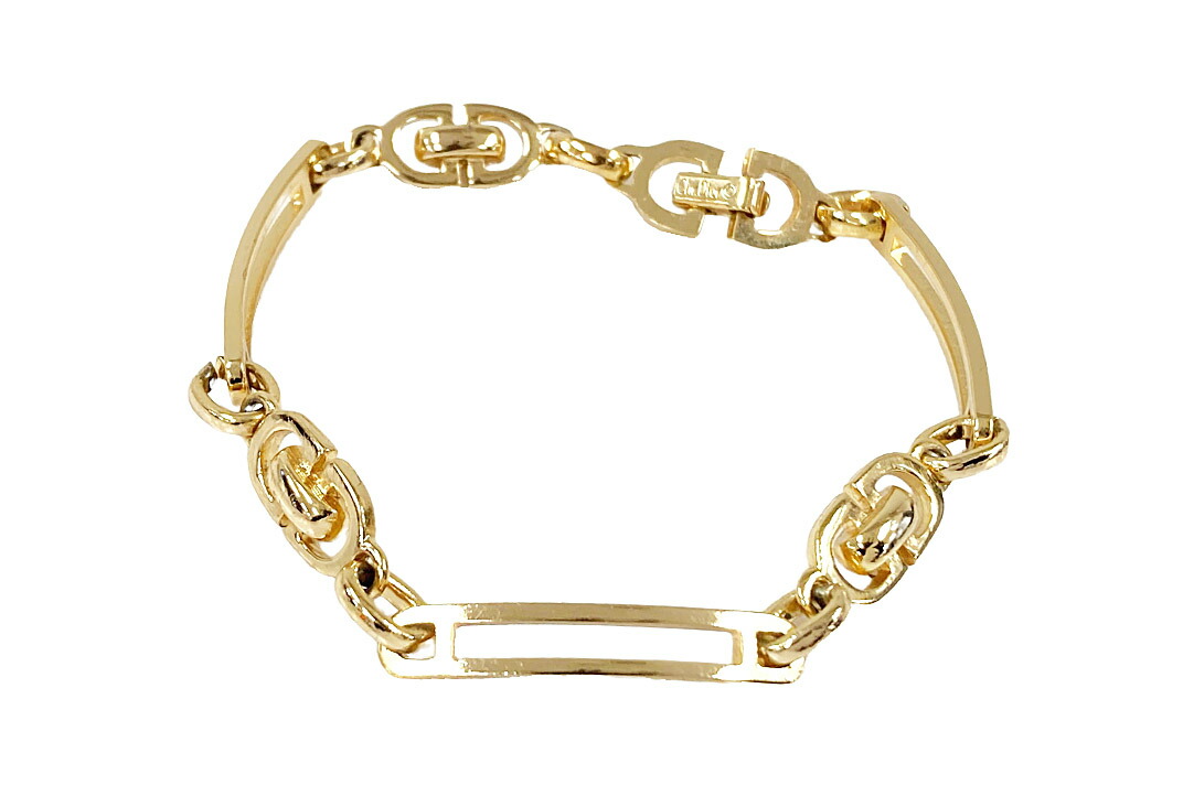 【美品】ゴールド ストーン ロゴブレスレット クリスチャンディオール 付属品有り Christian Dior クリスチャン ディオール ブレスレット Diorロゴ