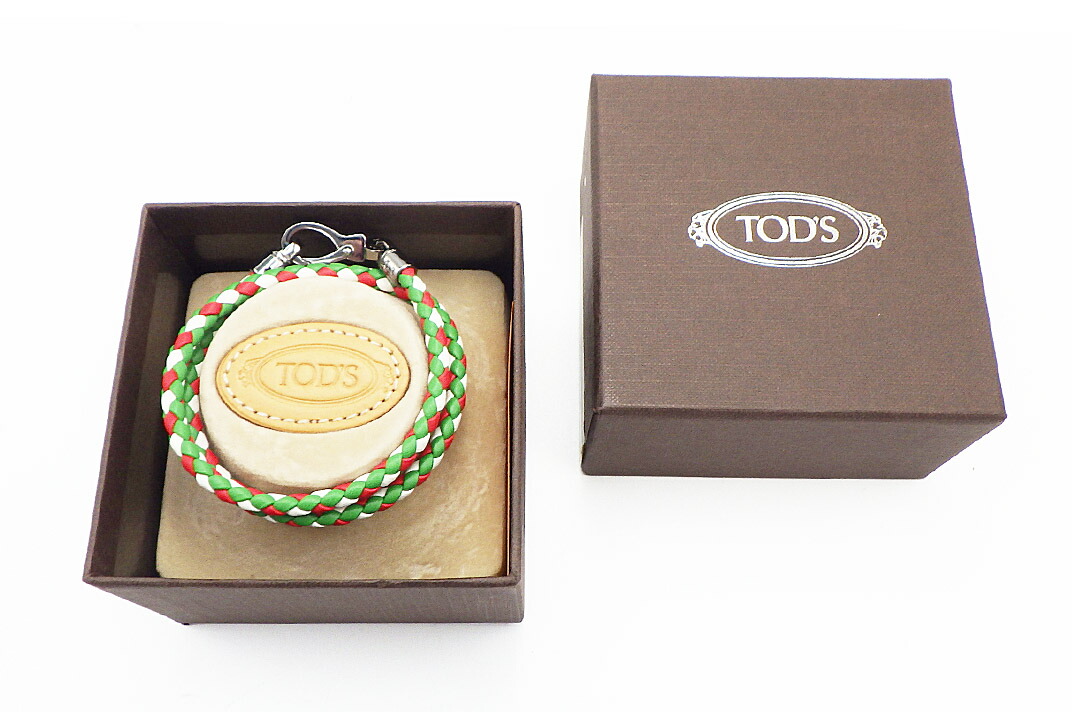 【新品未使用】TOD'S ブラックレザーブレスレット ○TOD'S○レザー ブレスレット (TOD'S/ブレスレット