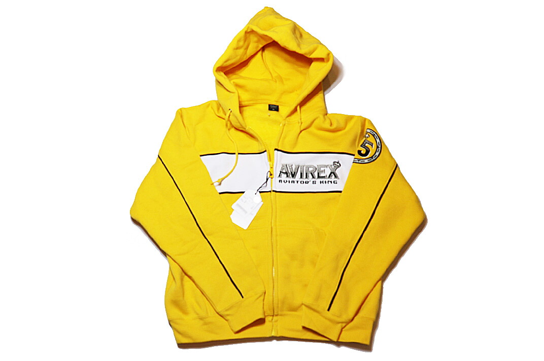 AVIREX(アヴィレックス）　ジップアップパーカー　AVIATORS KING　イエロー　#Lサイズ　【中古】【人気】【※未使用品】1815.｜ドルチェモデルノ　店