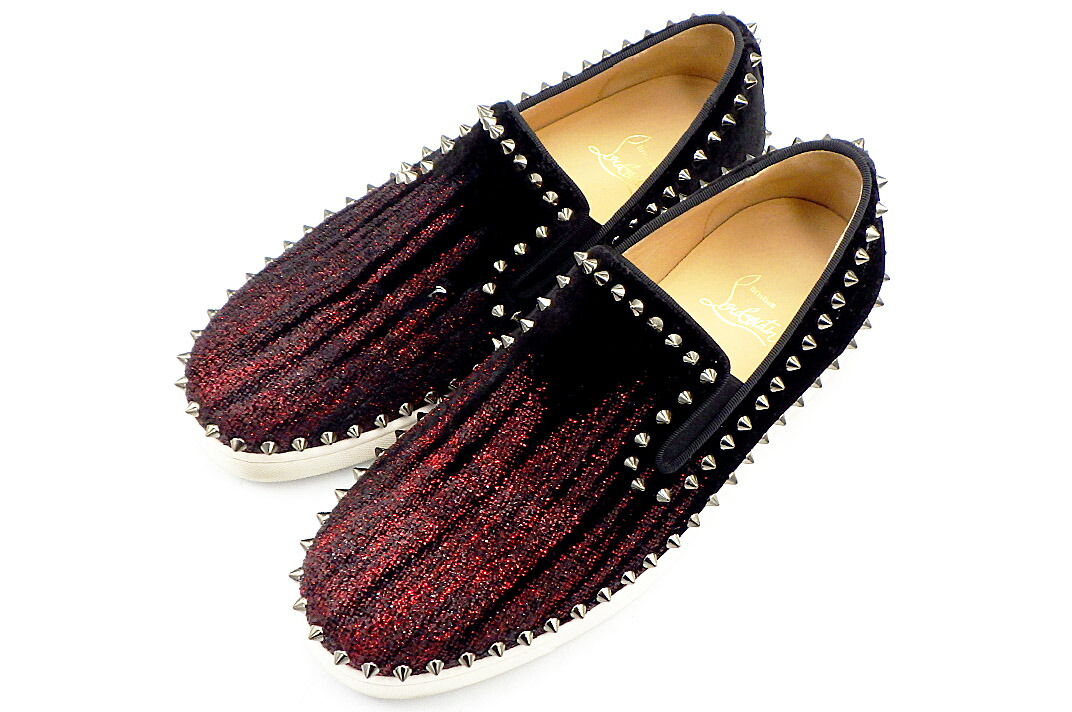 【楽天市場】CHRISTIAN LOUBUTIN(クリスチャンルブタン） ローファー ピックボート スタッズ スパンコール ブラック サイズ