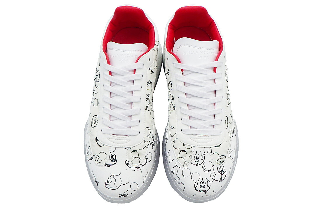 STELLA McCARTNEY(ステラマッカトニー）スニーカー　Fantasia Mickey Loop Lace-Up 　 ディズニーファンタジア ミッキー 　ホワイト/レッド　サイズ＃41　メンズ　外箱・替え紐・スリーパー付き【中古】【人気】【シューズ】【希少】【未使用品】.50501a.画像