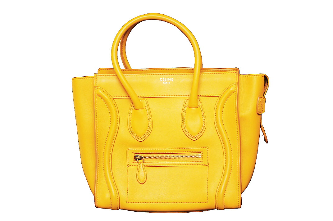 CELINE(セリーヌ）ラゲージマイクロショッパートート　イエロー　167793HSC 袋付　【中古】【人気】【美品】.95727.｜ドルチェモデルノ　店