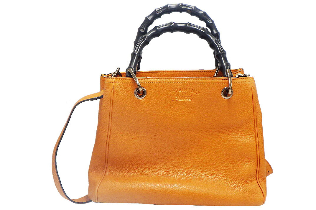 GUCCI(グッチ）バンブー ショッパー スモール2WAY　336032　カーフレザー　ライトブラウン ストラップ付【中古】【人気】【お買い得】5601.｜ドルチェモデルノ　店