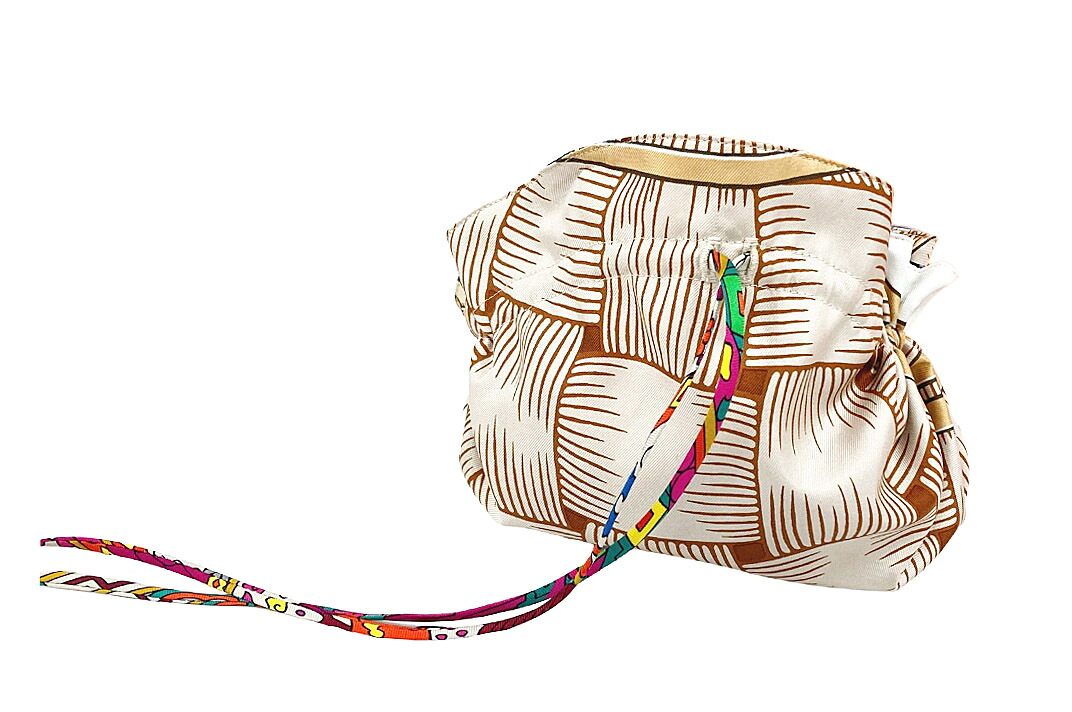 HERMES【エルメス】petit h　 プティアッシュ　シルク巾着ポーチ　リバーシブル カレ　外箱付き 　【中古】【人気】【お勧め美品】5174.｜ドルチェモデルノ　店