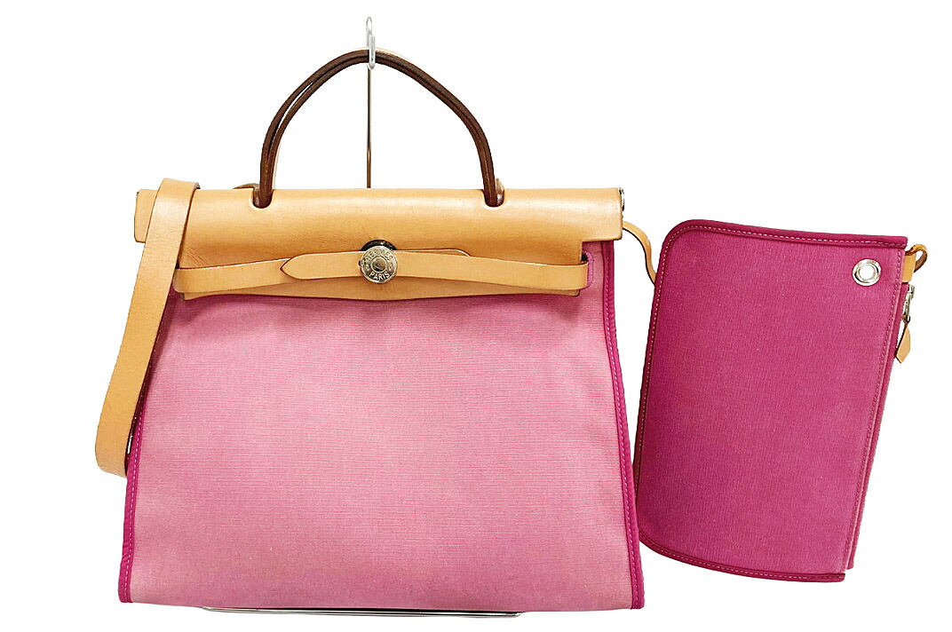 HERMES【エルメス】 Herbag Zip エールバッグジップ 2WAY 帆布/なめし革  □P刻 S金具 同盟罷業さあ美・合財袋付き添い人 【中古】【一般受け】【良品】7605.