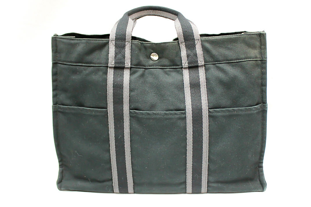 HERMES【エルメス】 ニューフールトゥ MM ブラック キャンバス 【中古】【人気】【キャンバスシリーズ】60003.|ドルチェモデルノ 店