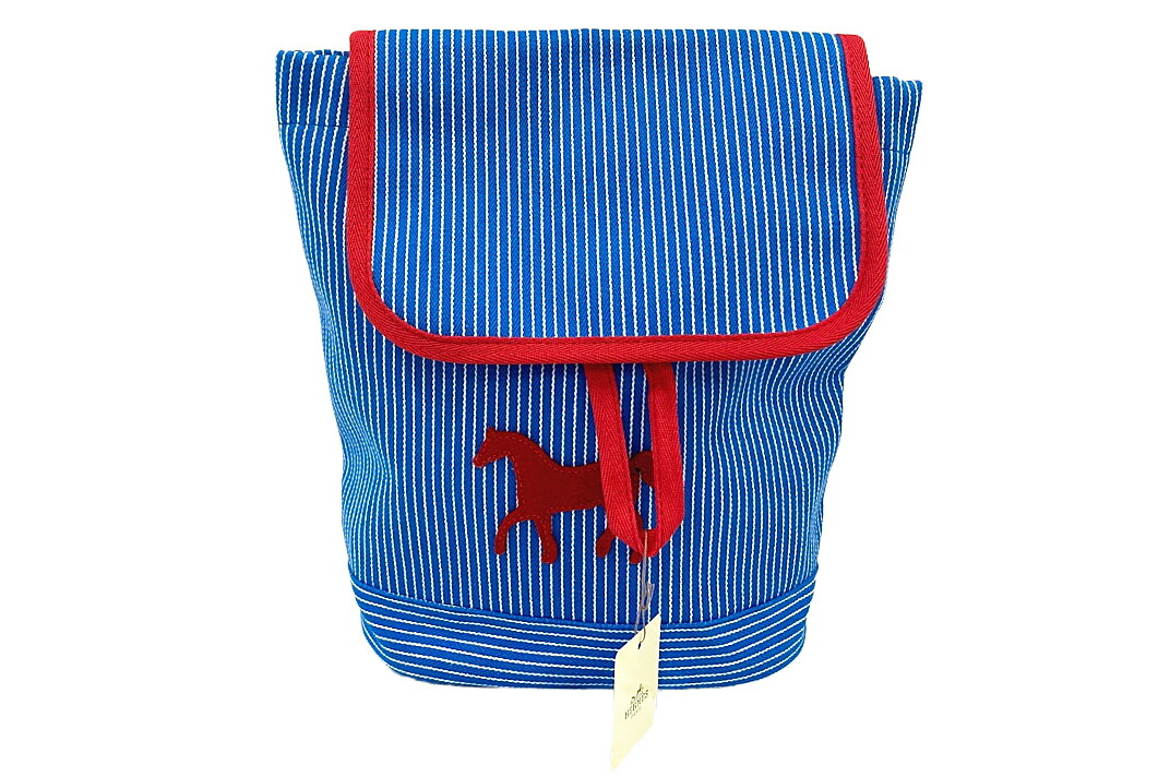 HERMES ベビーリュック　青と赤のストライプ 楽天市場】未使用 エルメス キッズ ホース ストライプ カヴァル