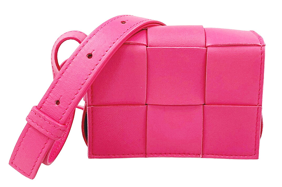 BOTTEGA VENETA(ボッテガ）Candy Cassette mini マキシイントレチャート テープ ミニ ショルダーバッグ サクラ色 なめし革 【中古】【一般受け】【美品】9234.