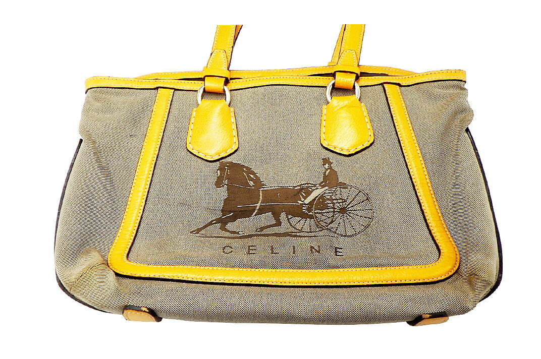 ✨CELINE✨　セリーヌ　ハンドバッグ　トートバッグ　キャンバス　馬車 ⭐️美品⭐️ セリーヌ ロゴ 馬車 トートバッグ ハンドバッグ