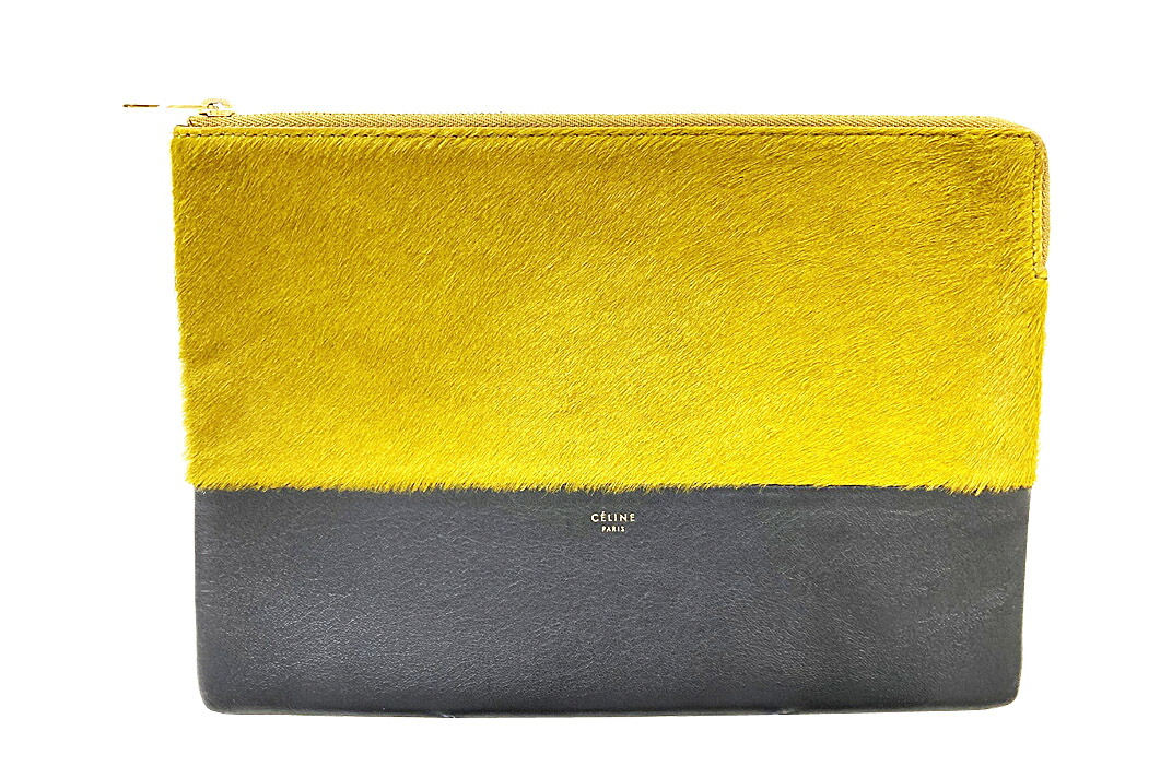 CELINE(セリーヌ）セカンドバッグ　クラッチバック　レザー/ハラコ 　バイカラー【中古】【人気】【お買い得良品】.5359.｜ドルチェモデルノ　店