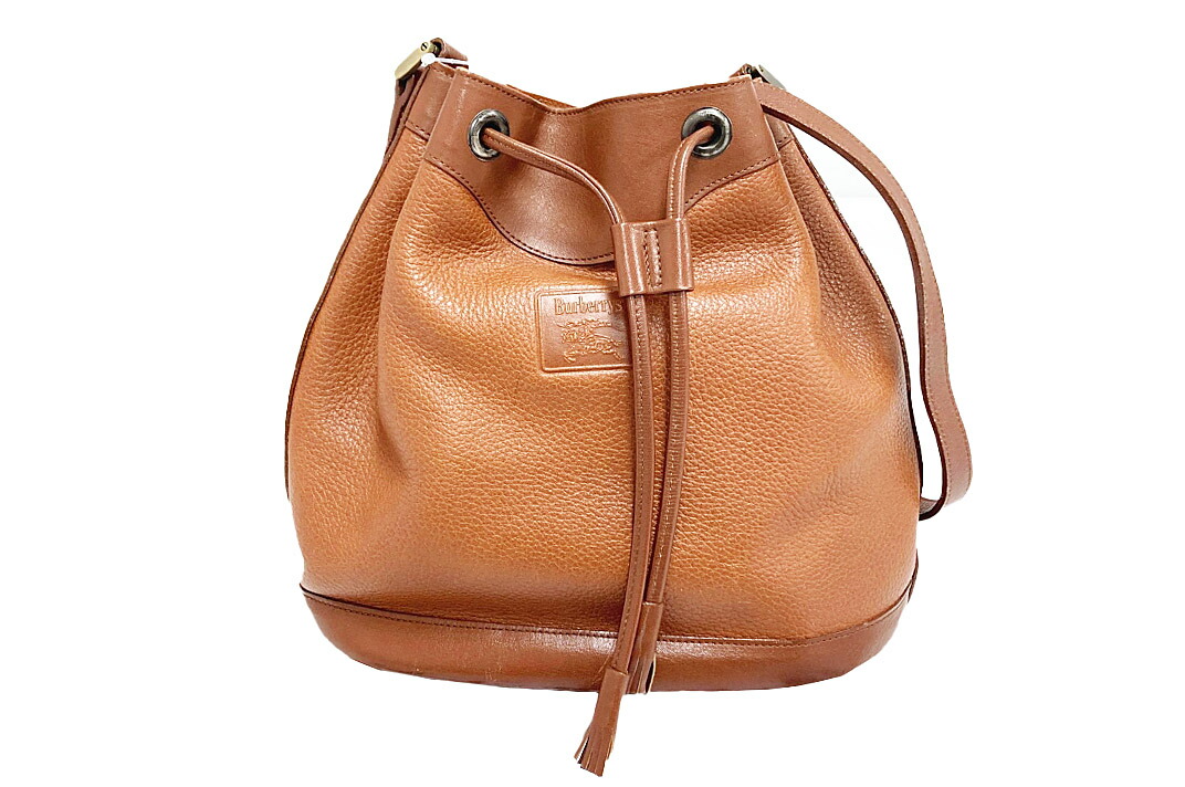 BURBERRY(バーバリー)burberrys 巾着型バケットバッグ レザー ブラウン 【中古】【人気】【良品】2154.|ドルチェモデルノ 店