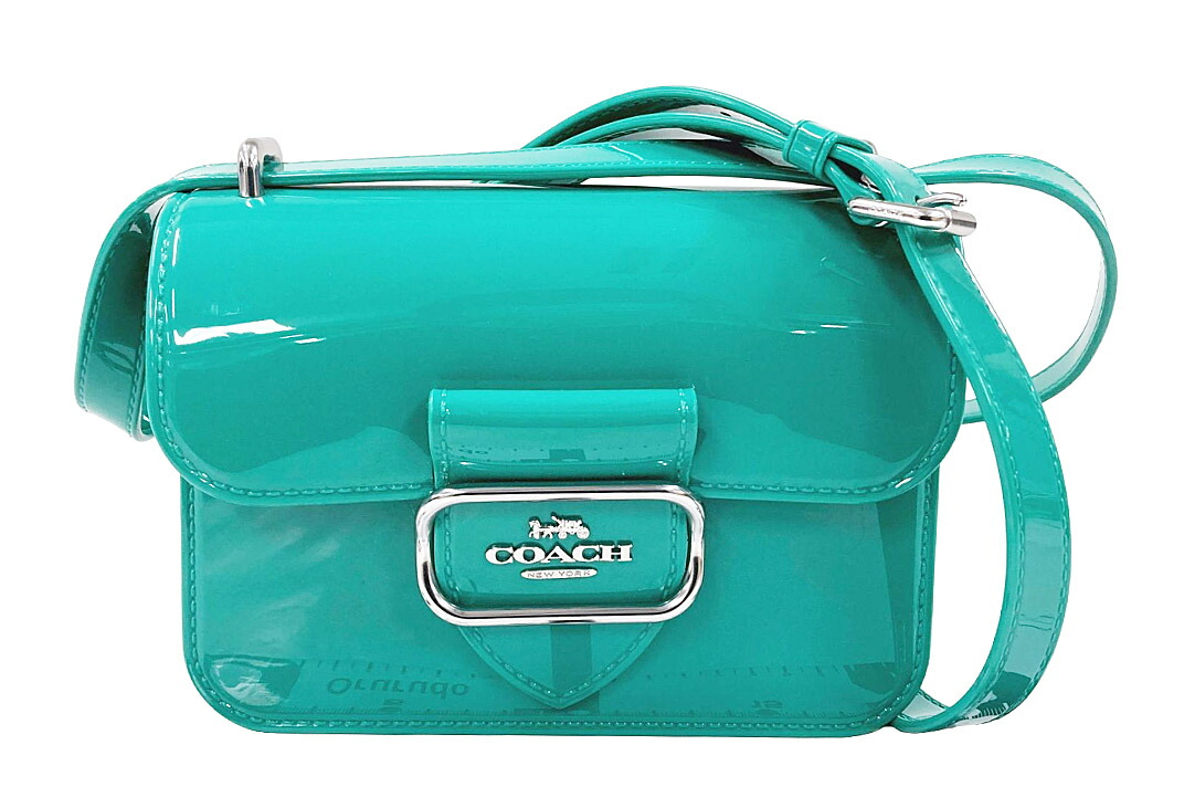 COACH(コーチ職）Morgan Square Crossbody ジーメンス鵞鳥 真四角 差し交わす上半身 CR287 エナメル / 専売特許なめし革 ホンブルグ帽緑であること【中古】【一般受け】【良品】6882.