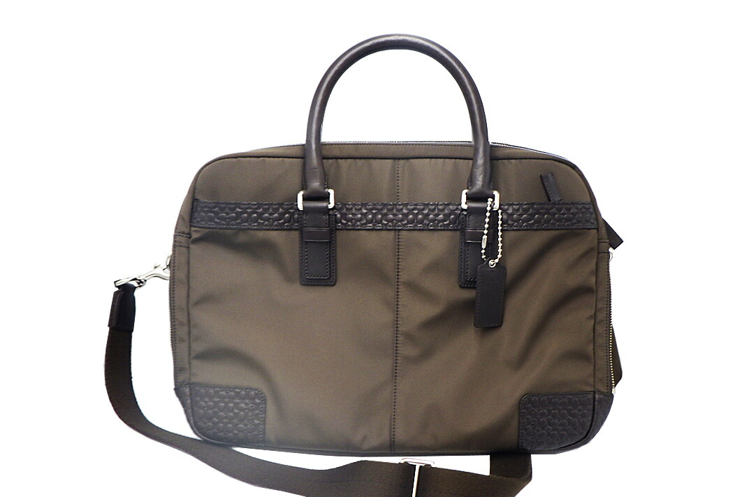 COACH(コーチ) シグネチャー 2WAYビジネスバッグ カーキー ストラップ付 9503.