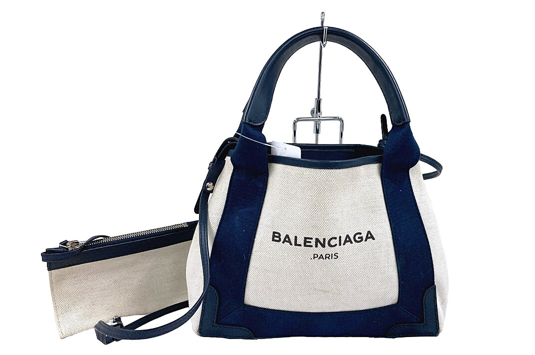 【美品】バレンシアガ　ネイビーカバスS　ハンドバッグ　キャンバス　ボーダー　黒白 楽天市場】【美品】 バレンシアガ トートバッグ ネイビー カバ Sサイズ