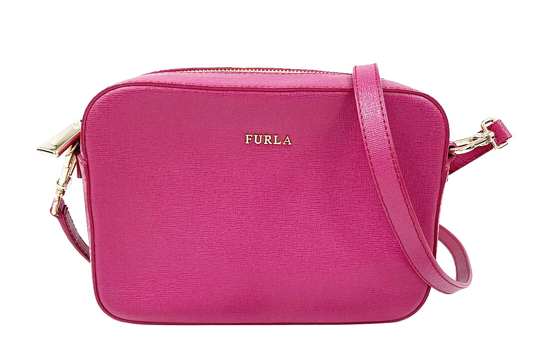 FURLA(フルラ）ショルダーバッグ 写真機御徒面子   サクラ色 PVC G金具 袋付き添い人【中古】【一般受け】【美品】5243.