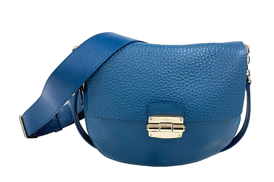 FURLA(フルラ）ショルダーバッグ 245239 青み なめし革 G金具 同盟罷業一回り付き添い人【中古】【一般受け】【良品】5589.