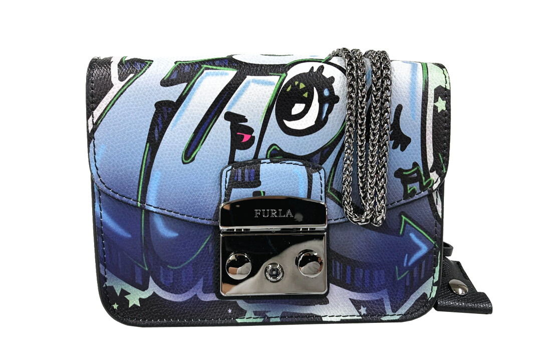 FURLA(フルラ）中心地 チェーン店 ショルダーバッグ グラフィティプリント PVC クロシェットキー・袋付き添い人 【中古】【一般受け】【美品】1312.