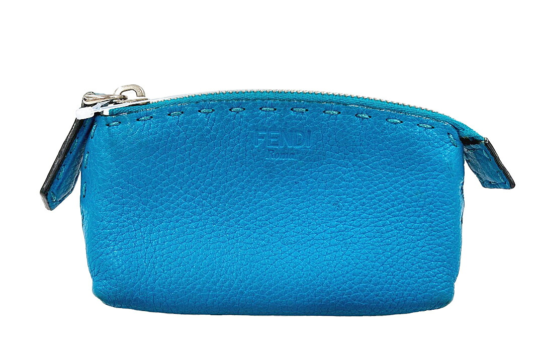 FENDI(フェンディ）セレリア　ポーチ　カーフレザー　ブルー【中古】【人気】【良品】6169.｜ドルチェモデルノ　店