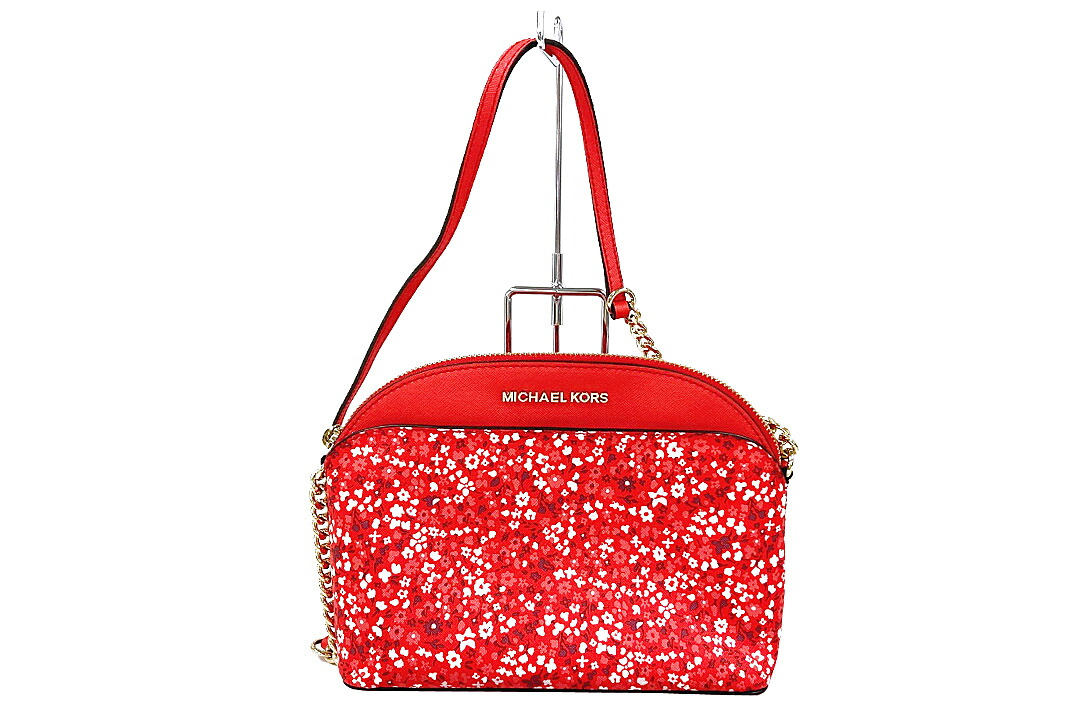 Michael Kors（マイケルコース）チェーンショルダーバッグ　エミー　フラワー　レッド　【中古】【人気】【お勧め良品】5332.｜ドルチェモデルノ　店
