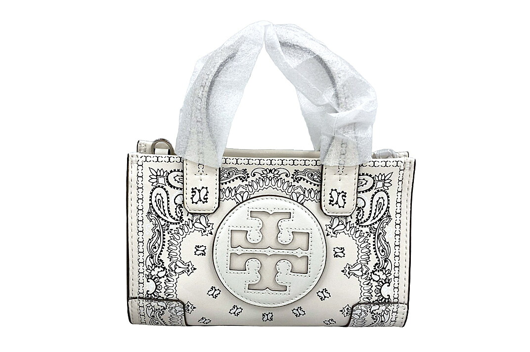 Tory Burch(トリーバーチ)ペイズリー 2WAYバッグ 75264 999 プリンテッド・ナパ・レザー アイボリーホワイト ストラップ付き【中古】【人気】【美品】5628.|ドルチェモデルノ 店