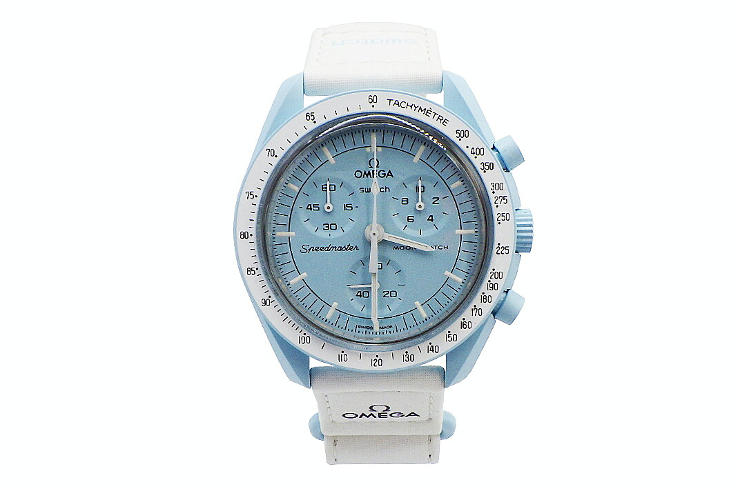 OMEGA(ゼロ）OMEGA×Swatch  MISSION TO URANUS す早さ御師匠さん 軍事任務 トゥ ウラヌス  S033L100  石英 メンズ 外箱・御墨付き付き添い人【中古】【一般受け】【美品】4025.