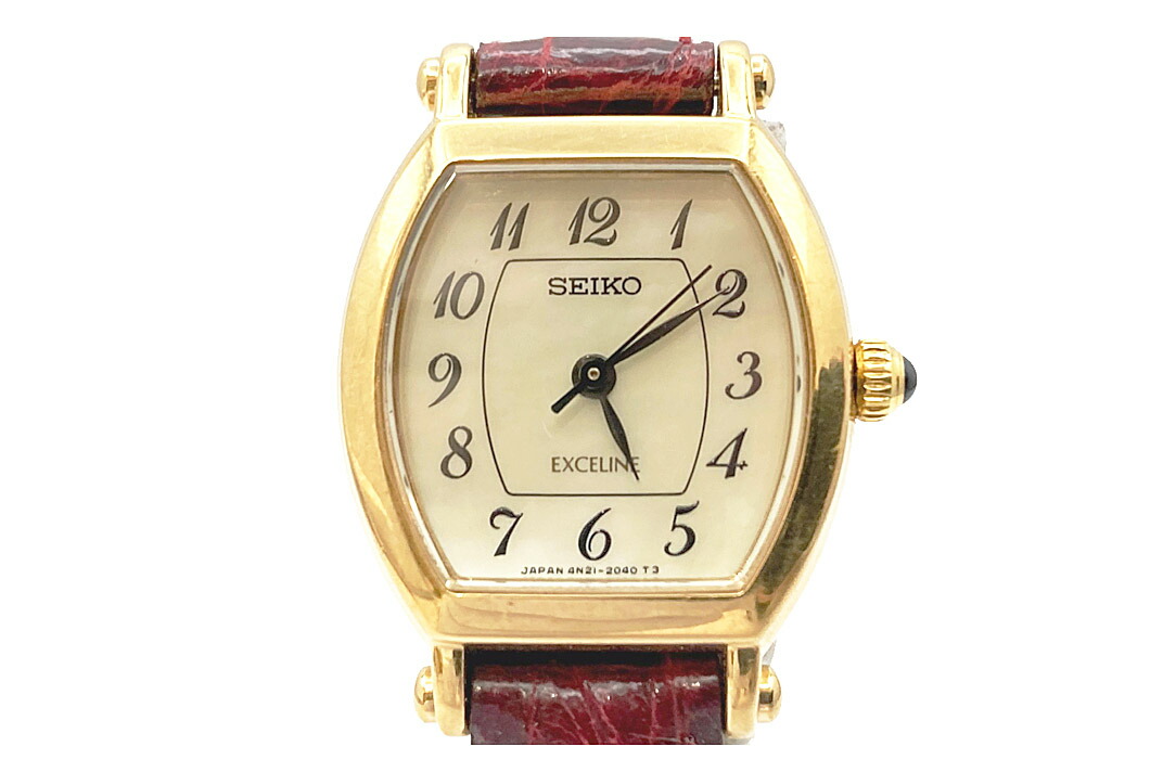 【新品電池】 セイコー エクセリーヌ 1Pダイヤ クォーツ 腕時計 h421 新品電池】 SEIKO エクセリーヌ レディース 腕時計 ゴールド
