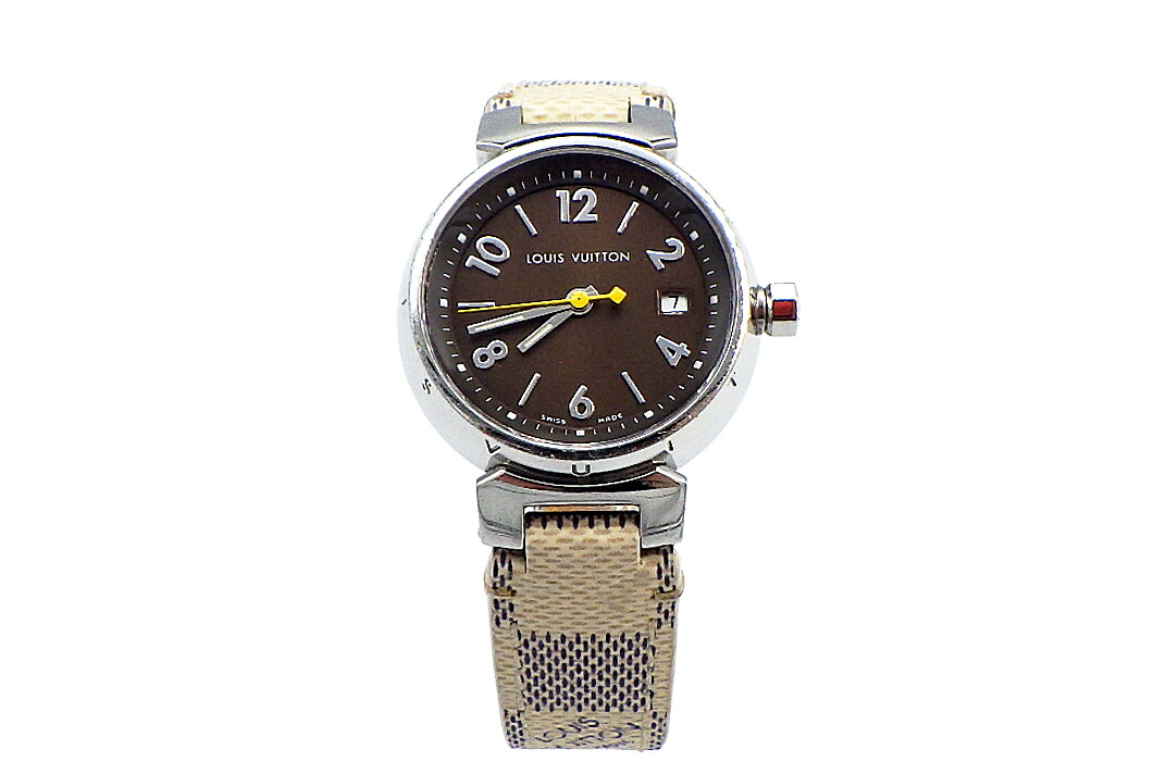 LOUIS VUITTON(ルイ・ヴィトン） タンブール ダミエ Q1211 クォーツ 専用ソフトケース付き【中古】【人気】【お買い得品】.4283.