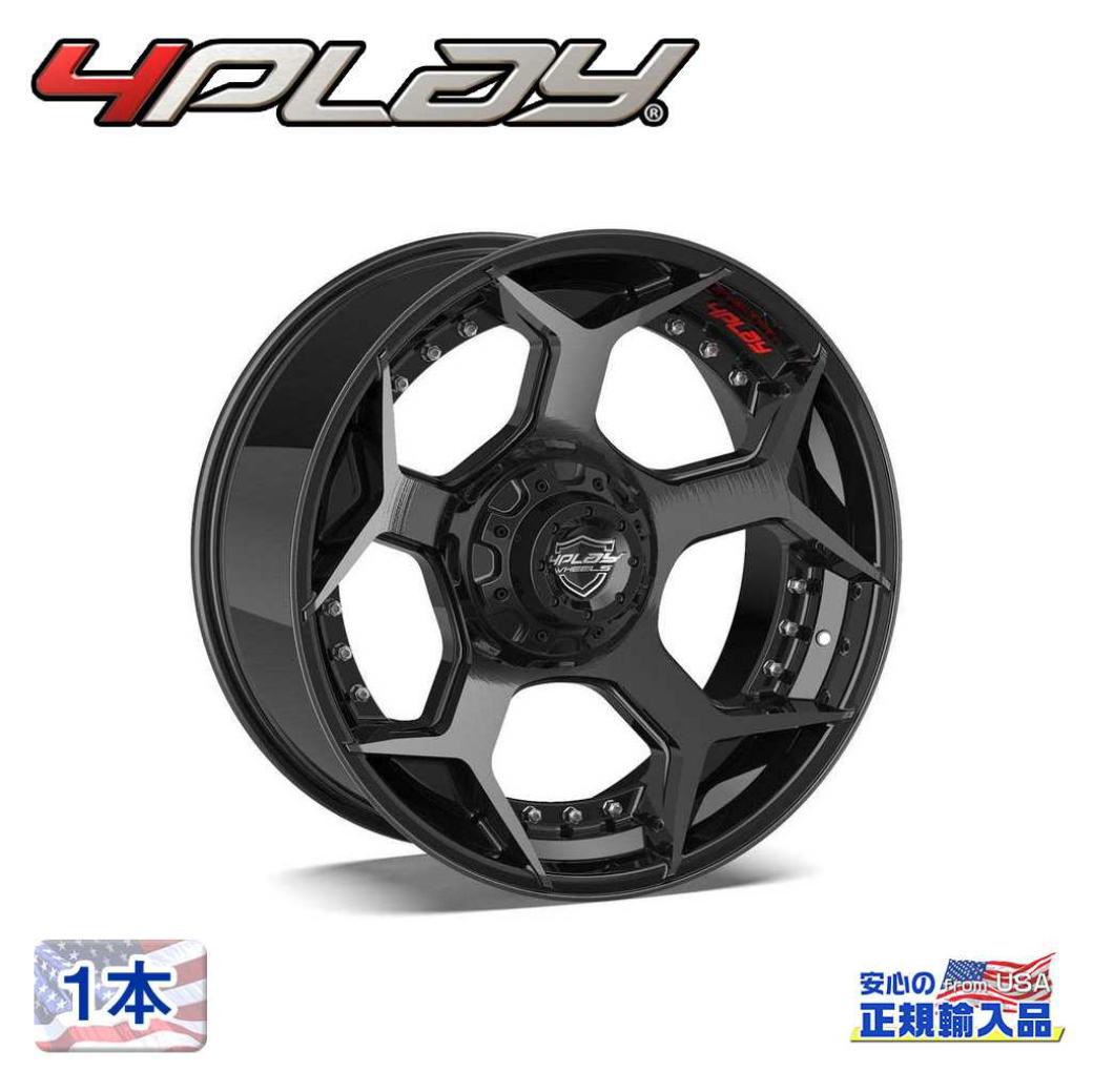 【4PLAYWHEELS(4プレイ)正規品】 22インチアルミホイール 1本 Gen2/4P50 22×12 5H127 -44 CB87 ブラック/ブラッシュドスポークフェイス 汎用