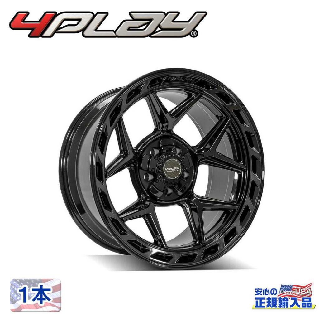 【4PLAYWHEELS(4プレイ)正規品】 22インチアルミホイール 1本 Gen3/4P55 22×12 5H127 -44 CB87.1 グロスブラック/ブラッシュドスポークフェイス 汎用