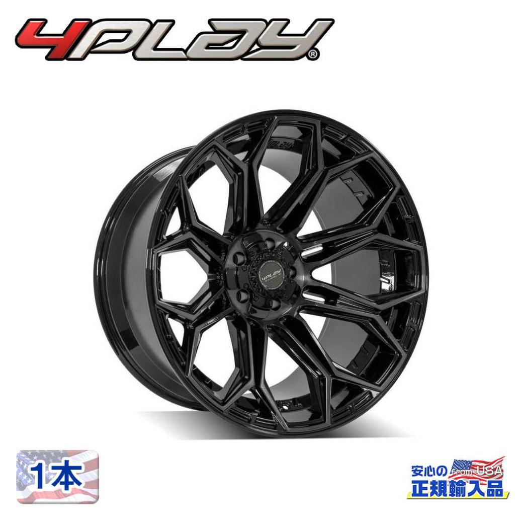 【4PLAYWHEELS(4プレイ)正規品】 22インチアルミホイール 1本 Gen3/4P83 22×12 6H139.7 -44 CB106.1 グロスブラック/ブラッシュドスポークフェイス 汎用