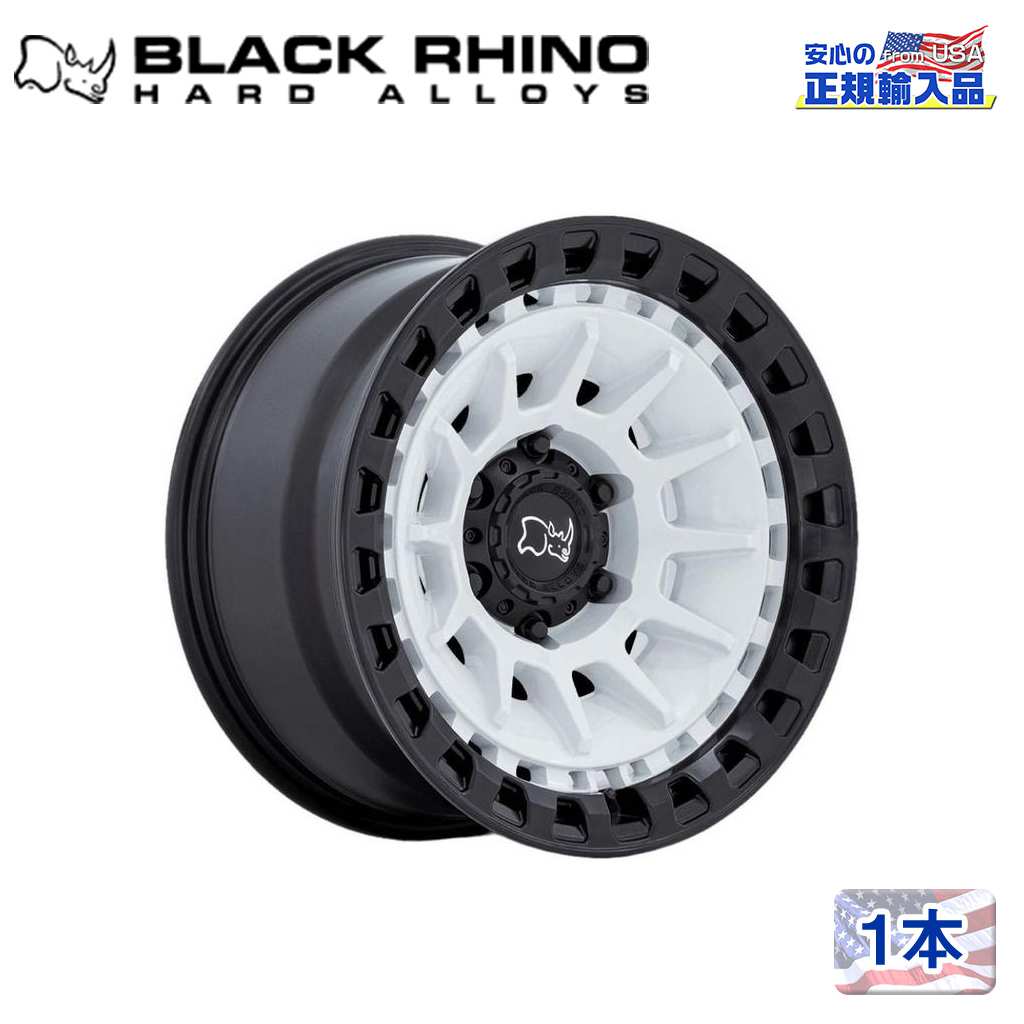 【Black Rhino (ブラックライノ) 正規代理店】17インチアルミホイール 1本BARRAGE 17&times;8.5J 6H139.7 -10GLOSS WHITE ON MATTE BLACK 汎用｜DOLONCO（ドロンコ）