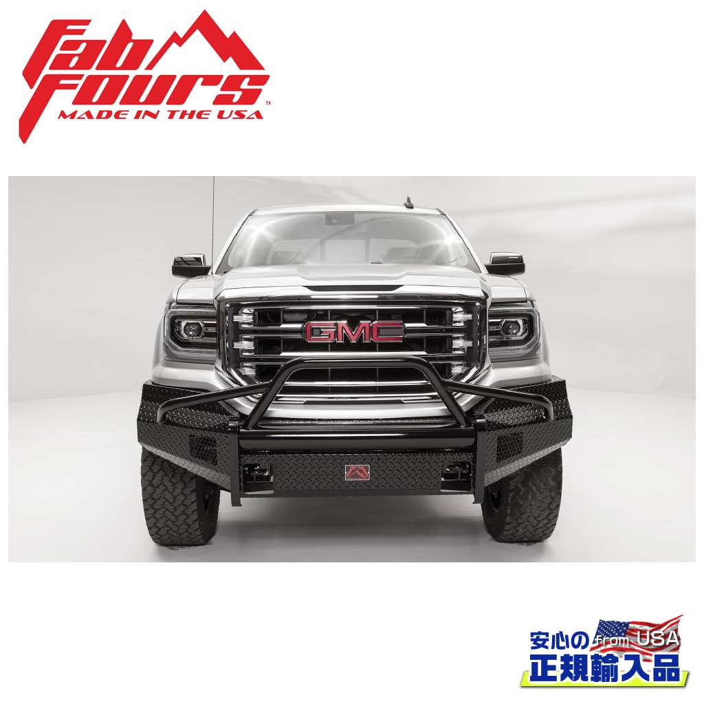 【FAB FOURS(ファブフォース)正規輸入品】ブラックスチール フロントバンパー プレランナーガードGMC シエラ 1500 2014年~2015年|DOLONCO(ドロンコ)