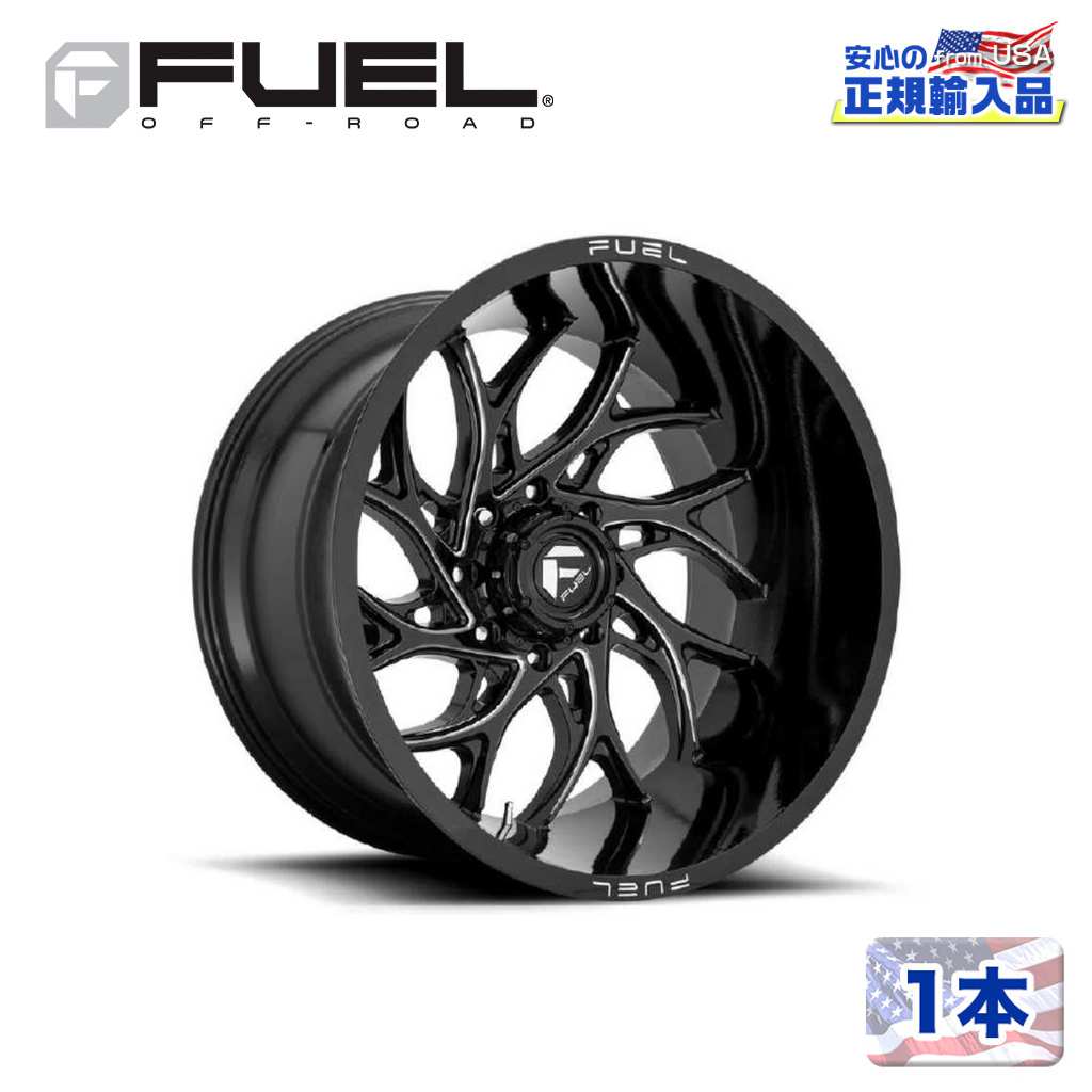 【FUEL OFFROAD (フューエルオフロード) 正規代理店】20インチホイール 1本D741 RUNNER 20×8.25 8H 200 +105 CB142GLOSS BLACK MILLED(グロスブラックミルド)汎用/D741208292|DOLONCO(ドロンコ)