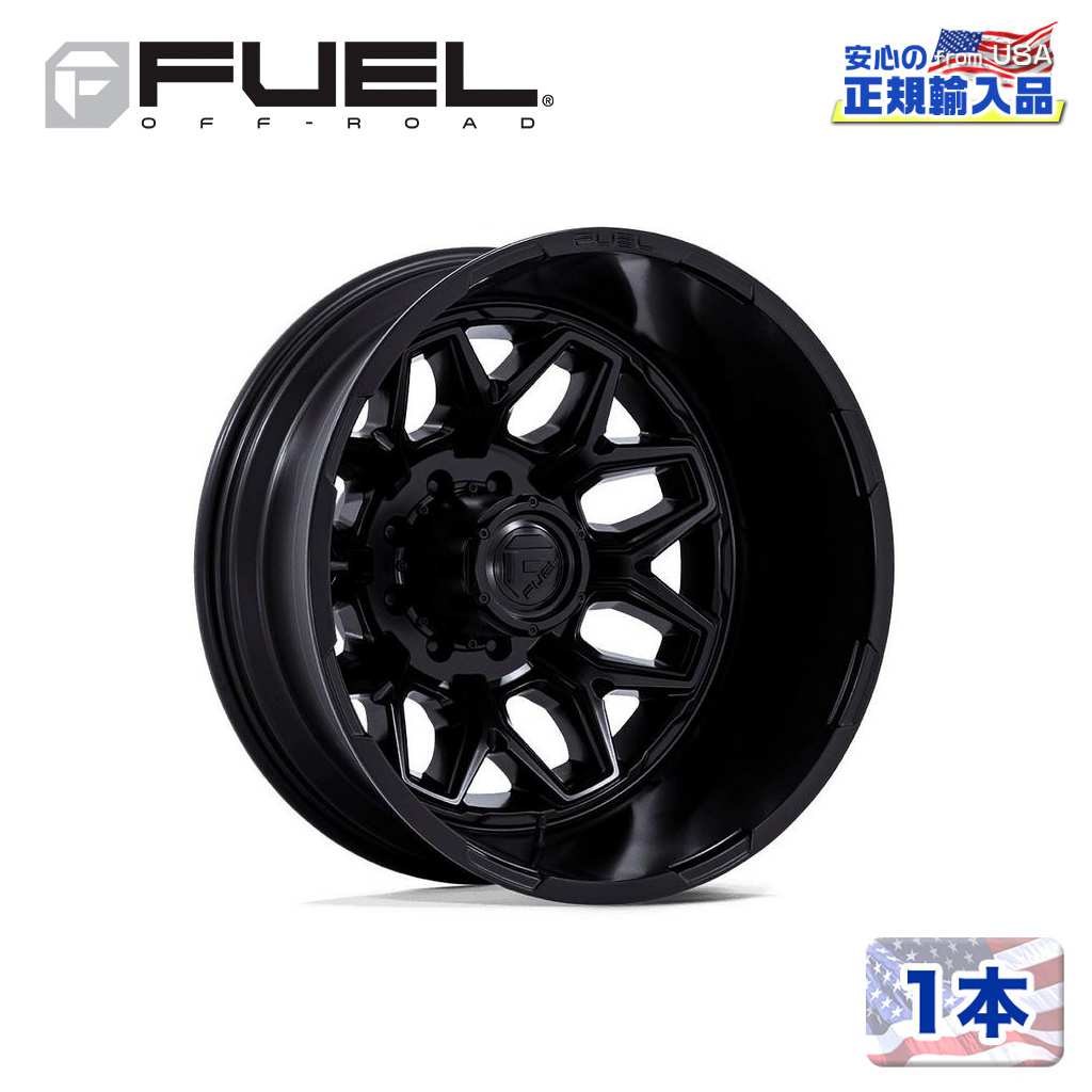 【FUEL OFFROAD 正規品】22インチ アルミホイール 1本D871 FLUX DUALLY 22×8.25 8H 200 -227 CB142BLACKOUT(ブラックアウト)汎用/D87122829245|DOLONCO(ドロンコ)