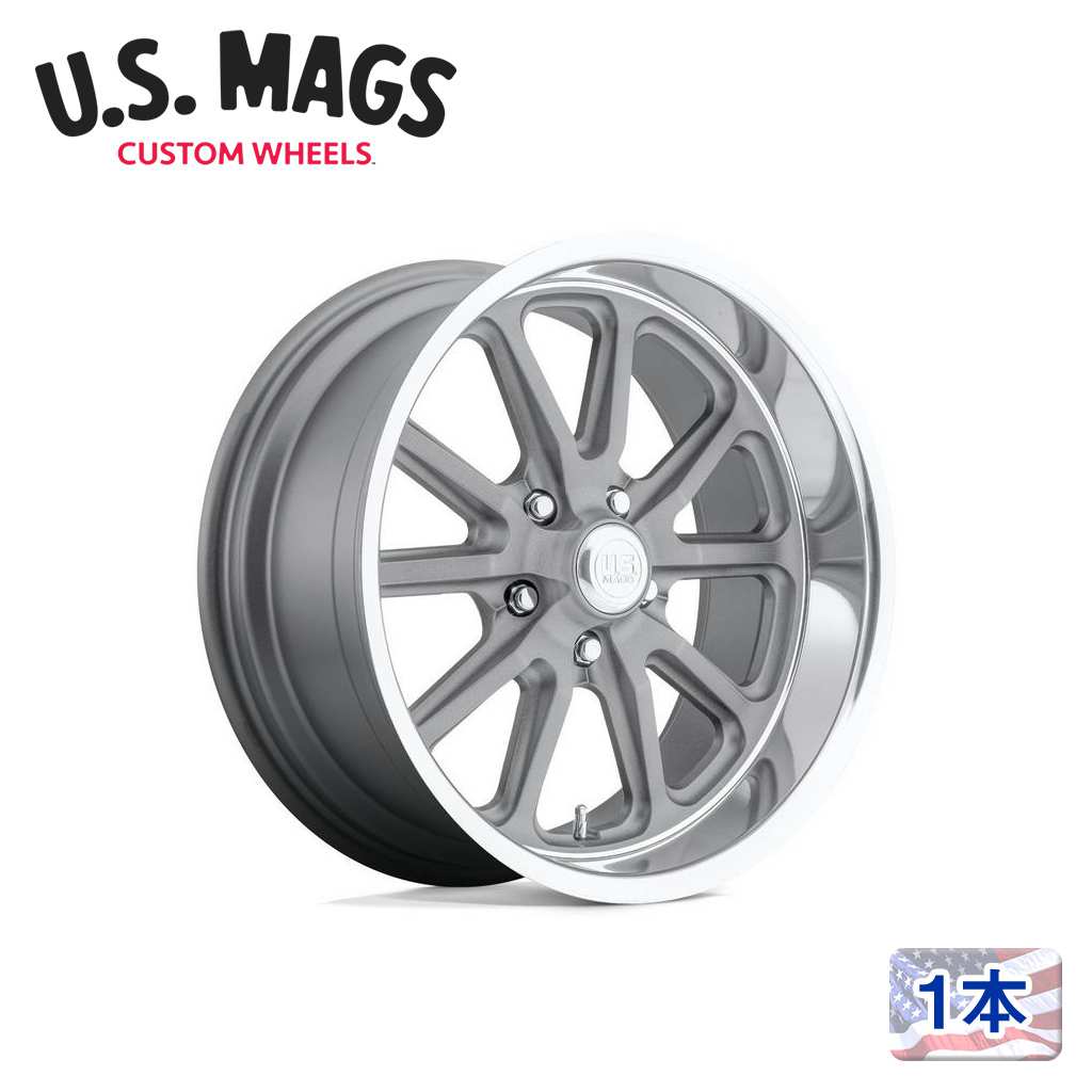 【 US MAGS 正規品】15インチ アルミホイール 1本U111 RAMBLER 15×7 5H 114.3 +1 CB72.56TEXTURED GRAY W/ DC LIP(テクスチャードグレー/ダイアモンドカットリップ) 汎用|DOLONCO(ドロンコ)