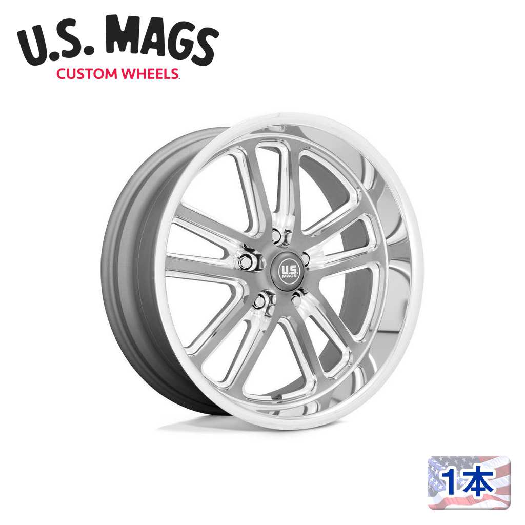【 US MAGS 正規品】22インチ アルミホイール 1本U130 BULLET 22×9 5H 127 +1 CB78.1TEXTURED GUNMETAL W/ MILL EDGE(テクスチャードガンメタル/ミルエッジ) 汎用|DOLONCO(ドロンコ)