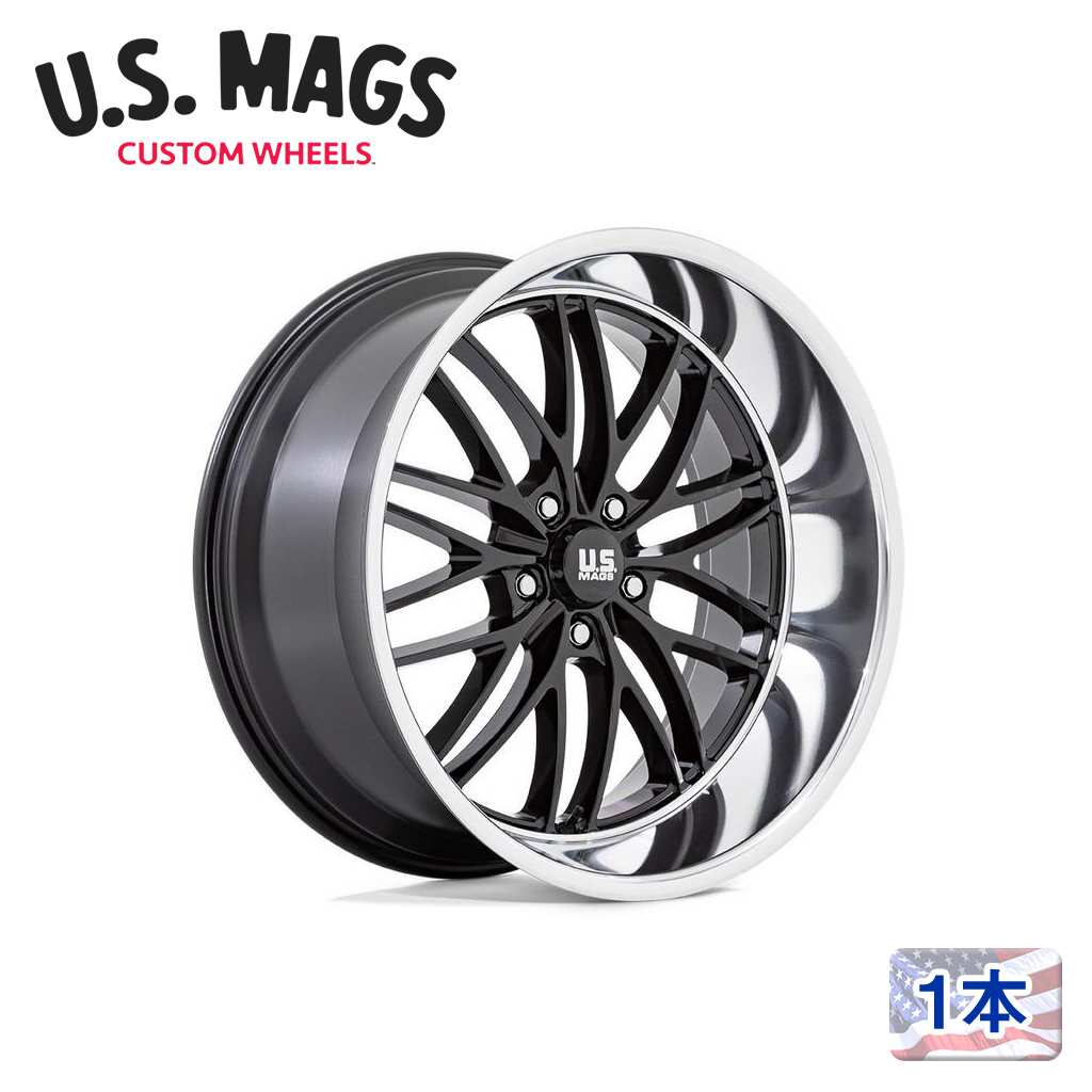【 US MAGS 正規品】20インチ アルミホイール 1本U138 SANTA CRUZ 20×8.5 5H 127 +6 CB78.1GLOSS BLACK W/ DIAMOND CUT LIP(グロスブラック/ダイアモンドカットリップ) 汎用|DOLONCO(ドロンコ)