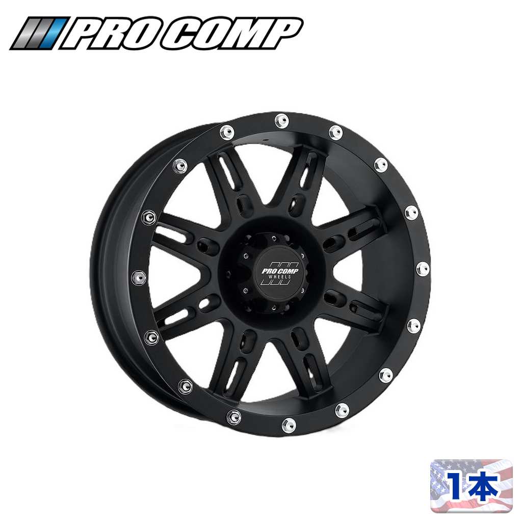 【PRO COMP 正規品】16インチアルミホイール 1本 PA31 STRYKER16×8J 5H 127 ±0 CB83.06フラットブラック 汎用|DOLONCO(ドロンコ)