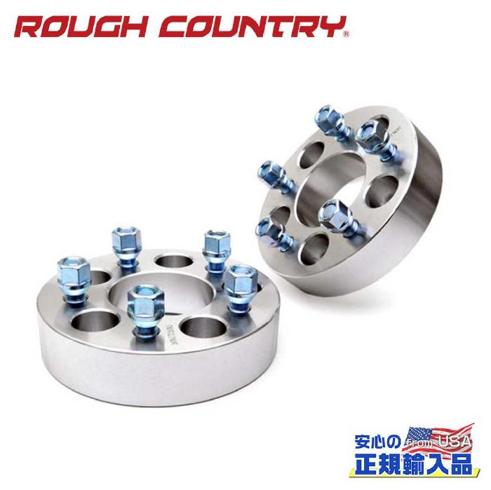 【ROUGH COUNTRY(ラフカントリー)正規輸入総代理店】 ホイールスペーサー 厚さ:1.5インチ(約38mm) 2個セット ボルトパターン:5Ｈ PCD114.3 シルバー 6061-T6アルミニウム Jeep ジープ チェロキー XJ/コマンチ MJ/グランドチェロキー/ラングラー TJ YJ
