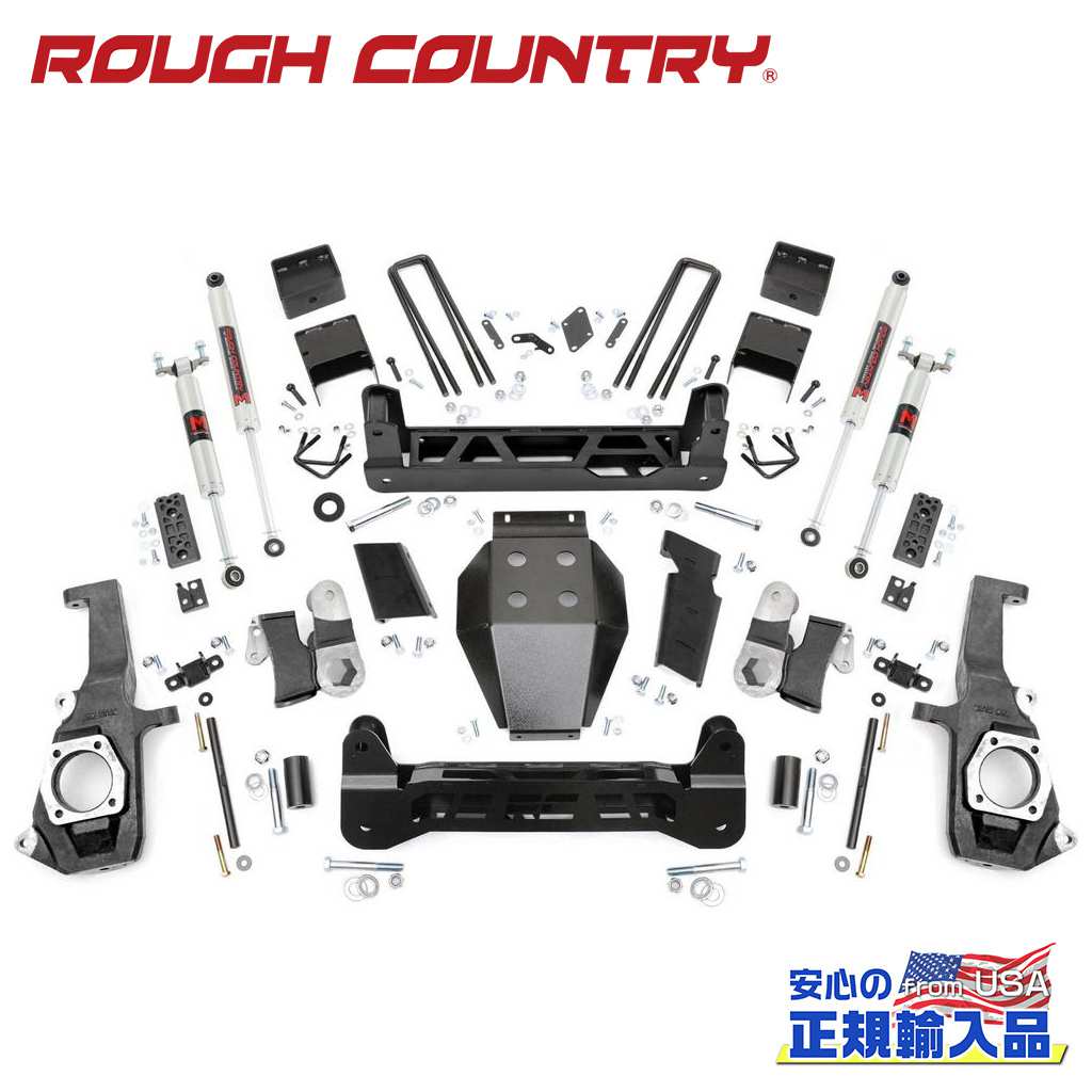 【ROUGH COUNTRY(ラフカントリー)正規輸入総代理店】 7.5インチリフトアップキット/サスキット M1モノチューブショック付き 17インチ以上の社外ホイールが必要 Chevrolet Silverado シボレー シルバラード/GMC Sierra シエラ 2500HD/3500HD 2011年～2019年