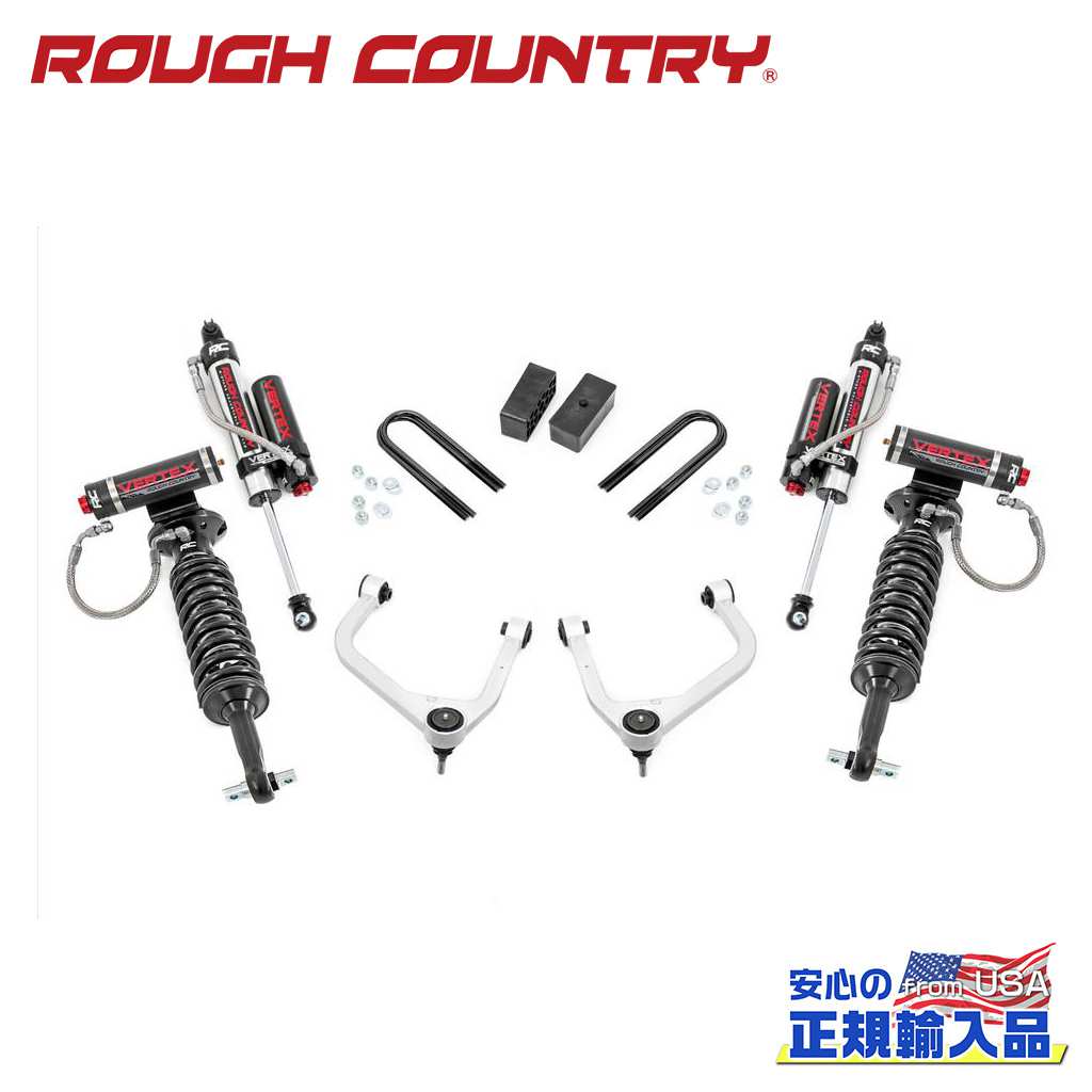 【ROUGH COUNTRY(ラフカントリー)正規輸入総代理店】3.5インチリフトアップキット/サスキット モノリーフスプリングタイプ用 Vertexコイルオーバー/Vertexショック付きGMC Sierra シエラ 1500 2WD/4WD2019年~現行|DOLONCO(ドロンコ)