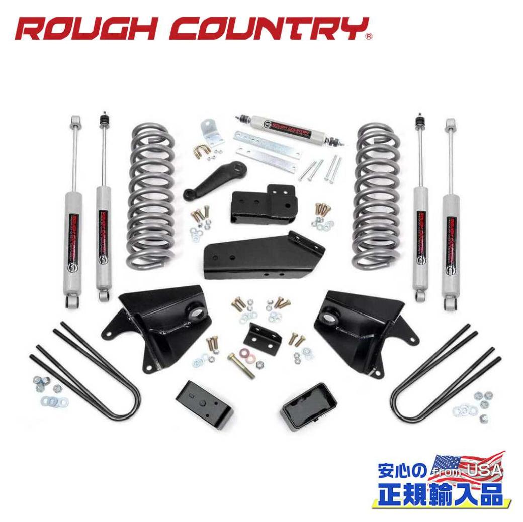 【ROUGH COUNTRY(ラフカントリー)正規代理店】 4インチ リフトアップキット クアッドフロントショック・リアリフトブロック用 FORD フォード F-150/F150 4WD 1980年～1996年