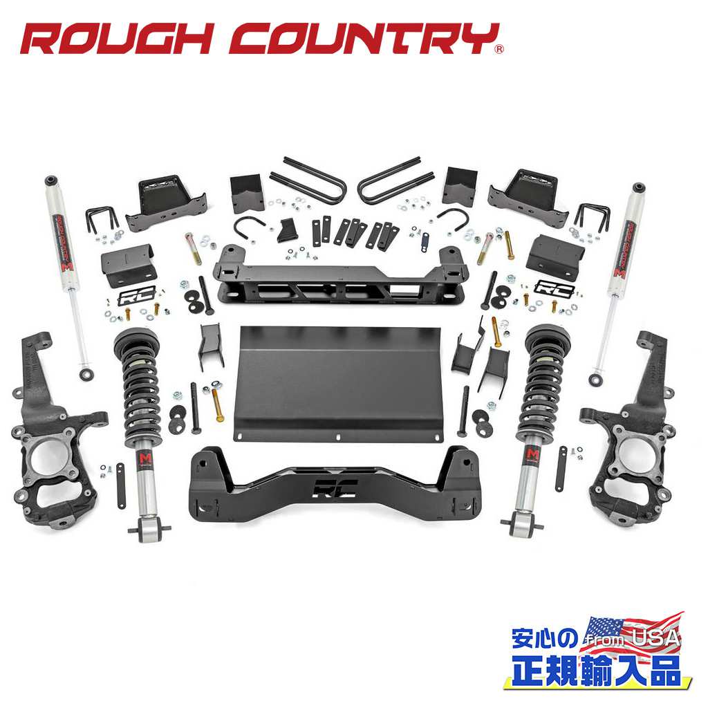 【ROUGH COUNTRY(ラフカントリー)正規輸入総代理店】6インチリフトアップキット/サスキット M1ストラット/リアショック付きFord フォード F150 4WD2021年～現行｜DOLONCO（ドロンコ）