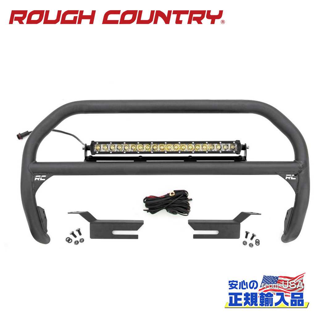 【ROUGH COUNTRY(ラフカントリー)正規代理店】3インチチューブ ブルバー/ナッジバー 20インチ LEDライトバー付き (クロームシリーズ)FORD フォード ブロンコ 4WD2021年~現行|DOLONCO(ドロンコ)