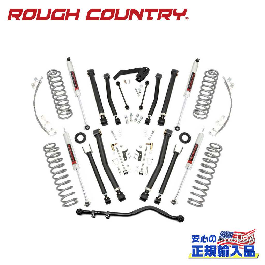 【ROUGH COUNTRY(ラフカントリー)正規輸入総代理店】 Xシリーズ 4インチリフトアップキット/サスキット 4ドア用 M1モノチューブショック付き Jeep Wrangler ジープ ラングラー JK アンリミテッド 2007年~2018年