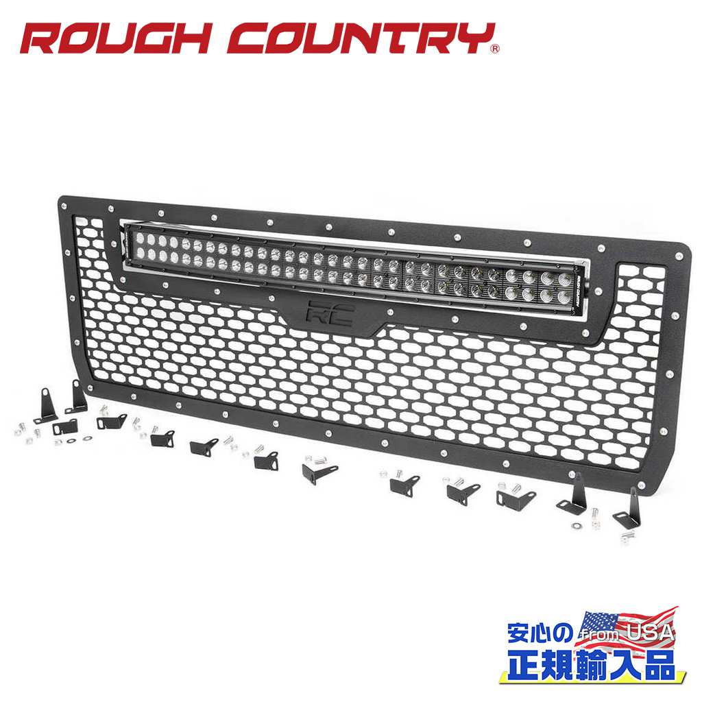 【ROUGH COUNTRY(ラフカントリー)正規代理店】30インチ LEDライトバー付き メッシュグリル ブラックシリーズGMC シエラ 1500 2WD/4WD2014年~2015年|DOLONCO(ドロンコ)