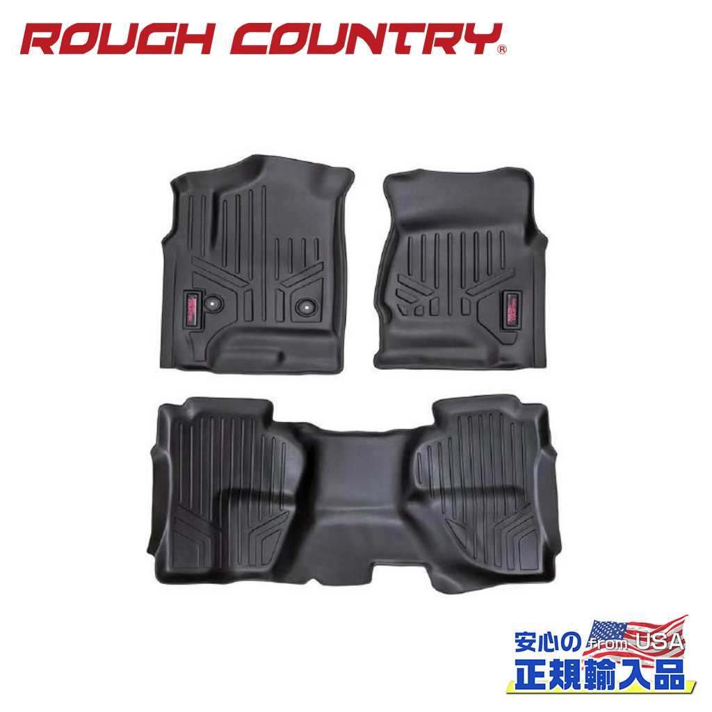 【ROUGH COUNTRY(ラフカントリー)正規輸入総代理店】 フロアマット 一台分・フルレングス用 シボレー シルバラード/GMC シエラ1500・2500HD・3500HD ダブルキャブ 2014年～2019年