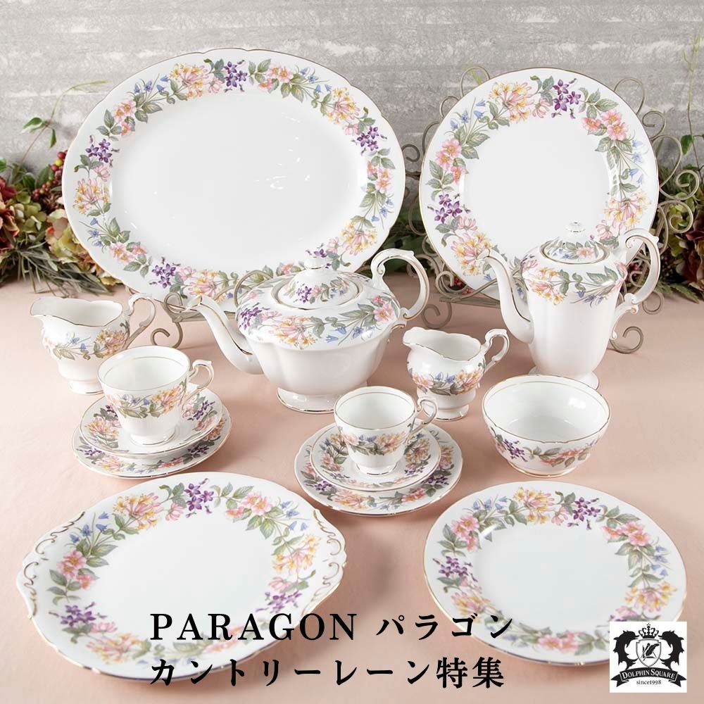 パラゴン カントリーレーン ティーポット コーヒーポット カップ&ソーサー トリオ 皿 プレート ケーキ皿 シュガーボウル ミルクジャグ イギリス 英国 女王陛下御用達 アンティーク 食器 雑貨 花柄 輸入 輸入雑貨 英国雑貨 イギリス食器 ティーカップセット