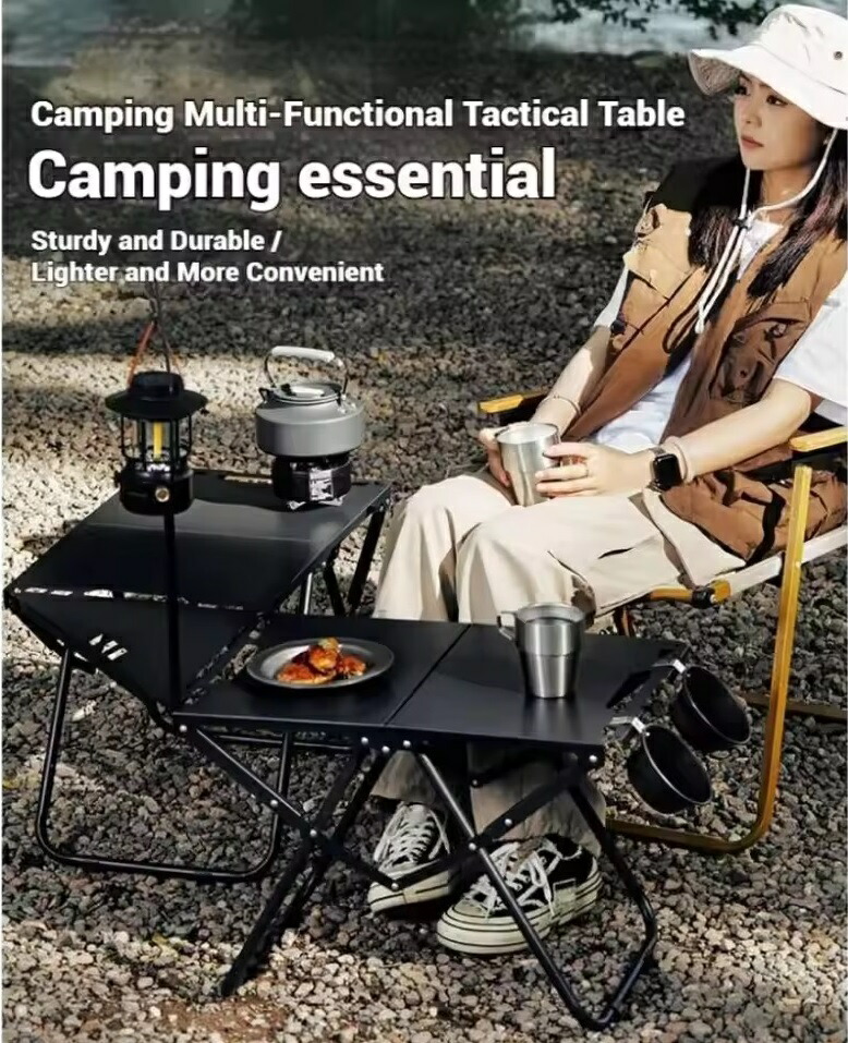 GENERIC OUTDOOR タクティカルIGTテーブル テーブル２点 連結コーナー天板１点 収納ケース付 ブラックギア パウダー塗装 連結テーブル キッチンテーブル ソロキャンプテーブル ソロキャン バタフライテーブル 送料無料